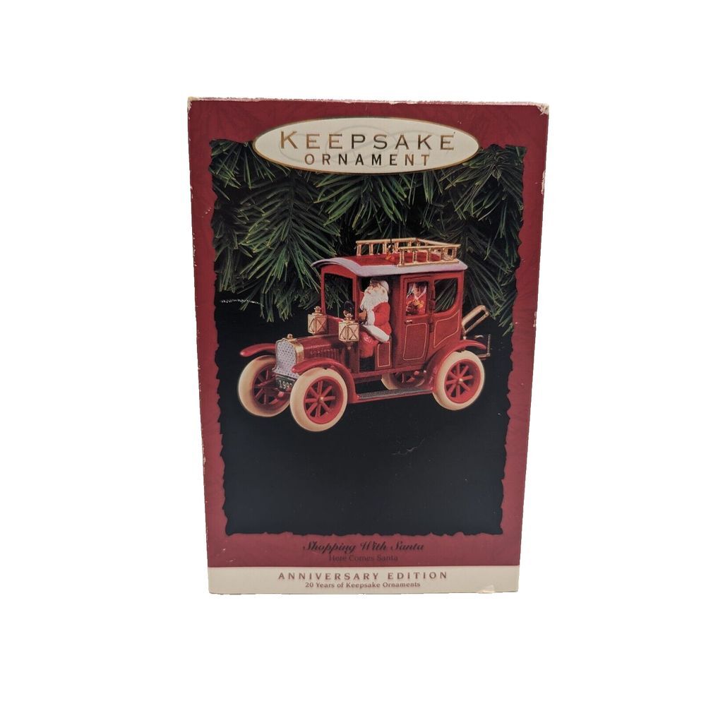 1993 Hallmark Keepsake Ornament Shopping With Santa Here Comes Santa Anniversary